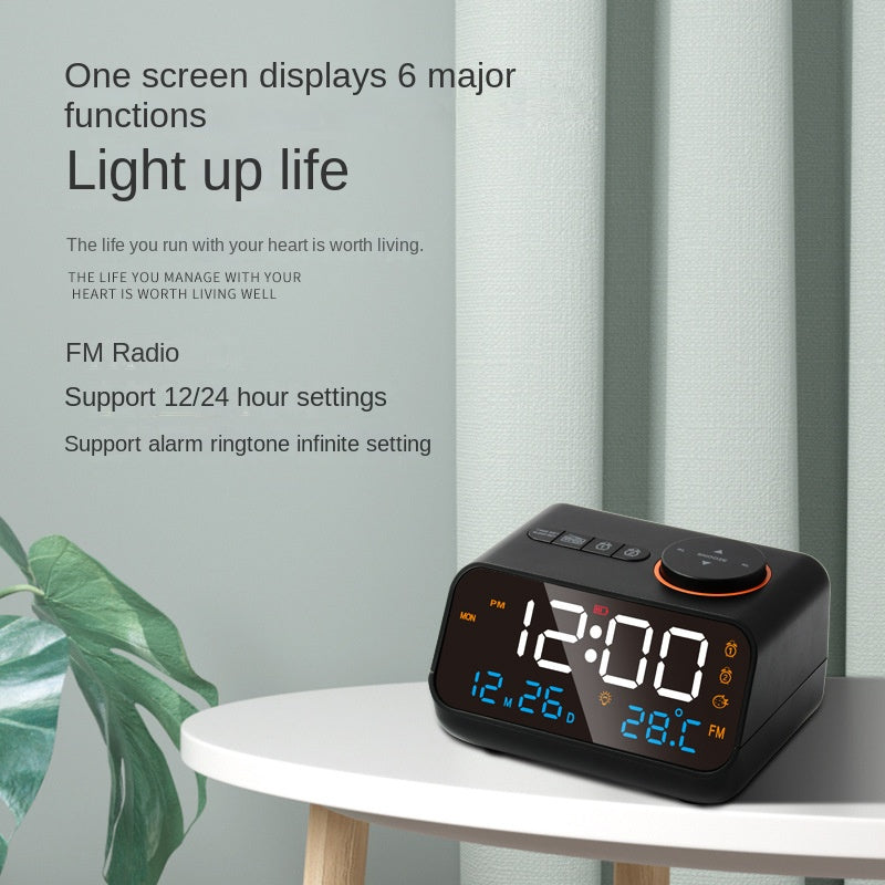 Multifunctional LED Charging Clock Control Radio FM Radio Alarm Clock 2 Sets Of Alarm Clock Voice Control Dimming Sound