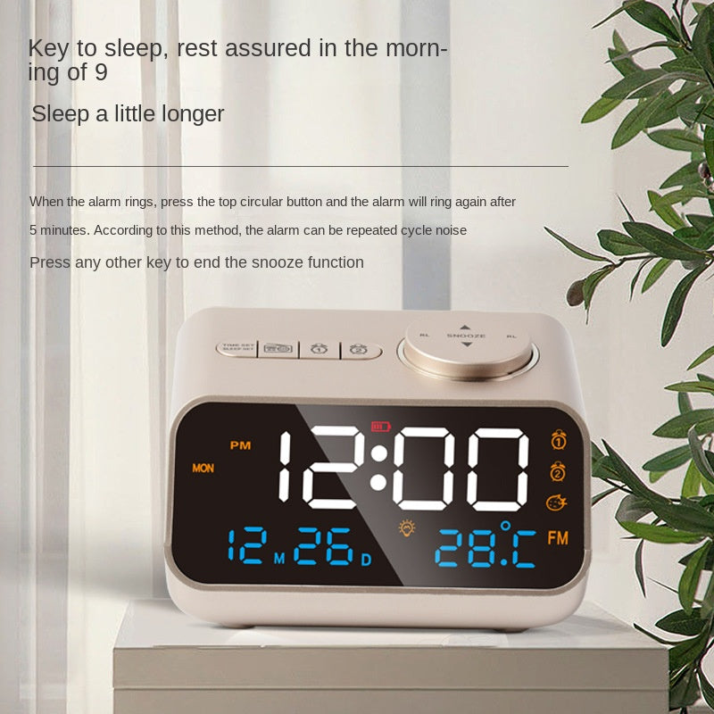 Multifunctional LED Charging Clock Control Radio FM Radio Alarm Clock 2 Sets Of Alarm Clock Voice Control Dimming Sound
