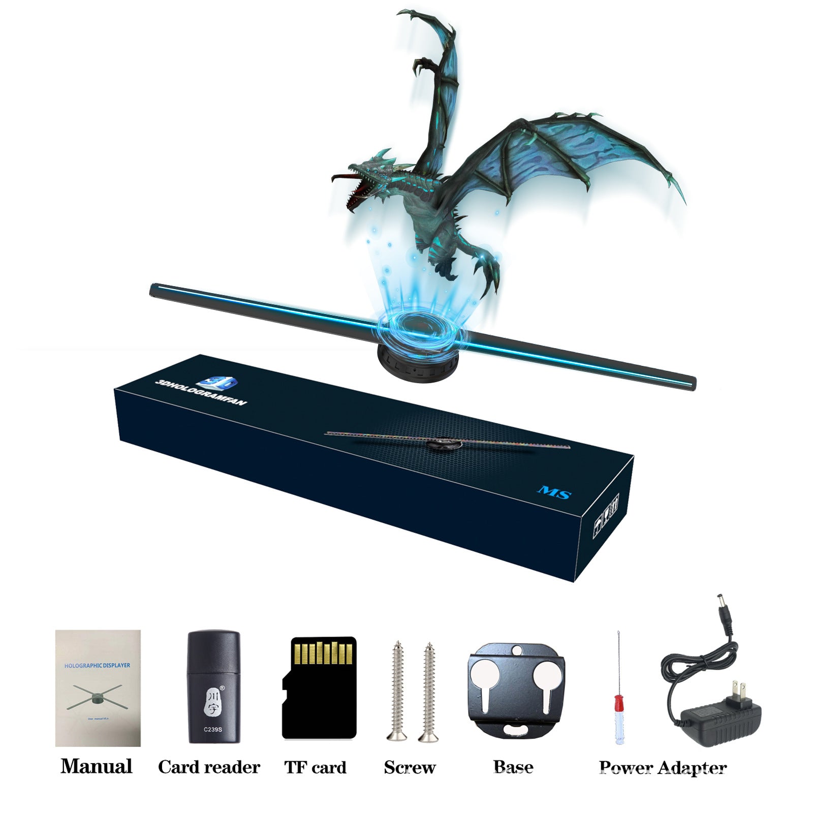 Cross-border 43cm Naked-eye Holographic 3d Projection Suspended Aerial Imaging Stereo Electric Fan Screen Rotating Advertising Machine Started