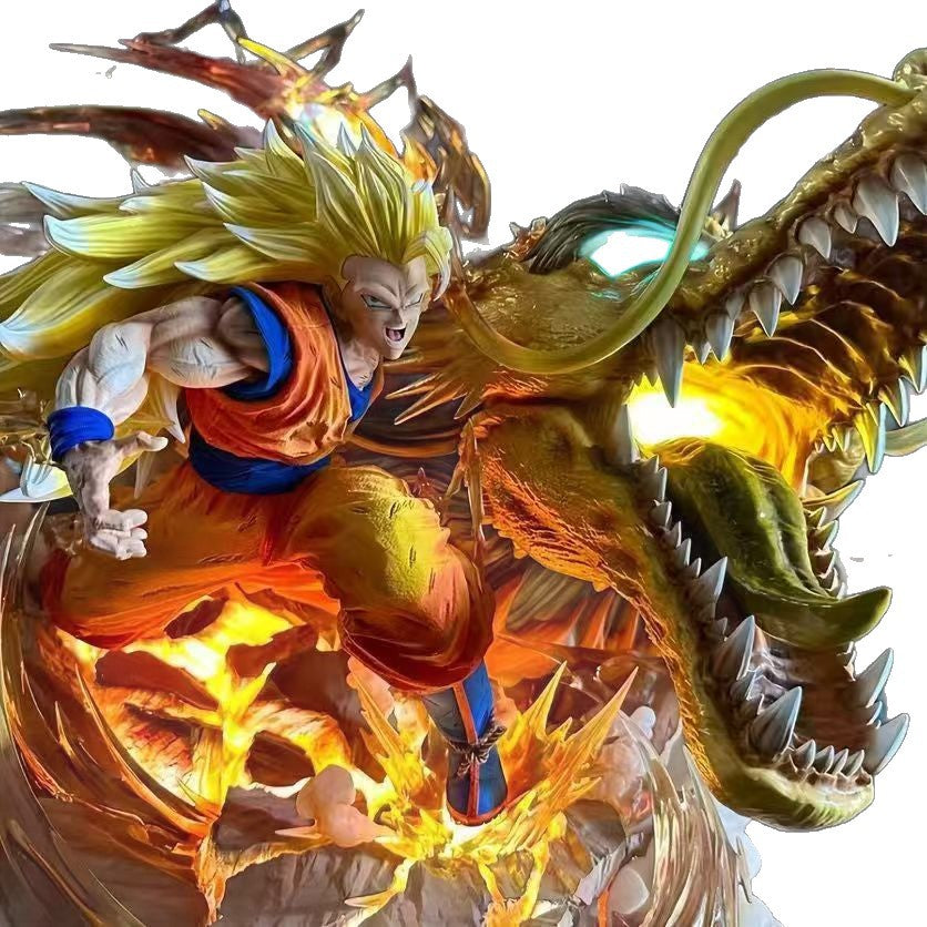 Dragon Fist Burst Dragon Ball Super Saiyan Dragon Fist Super 3 Goku Model Scene Ornament Figure Anime Trendy Toy