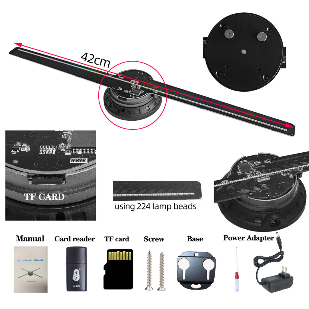 Cross-border 43cm Naked-eye Holographic 3d Projection Suspended Aerial Imaging Stereo Electric Fan Screen Rotating Advertising Machine Started