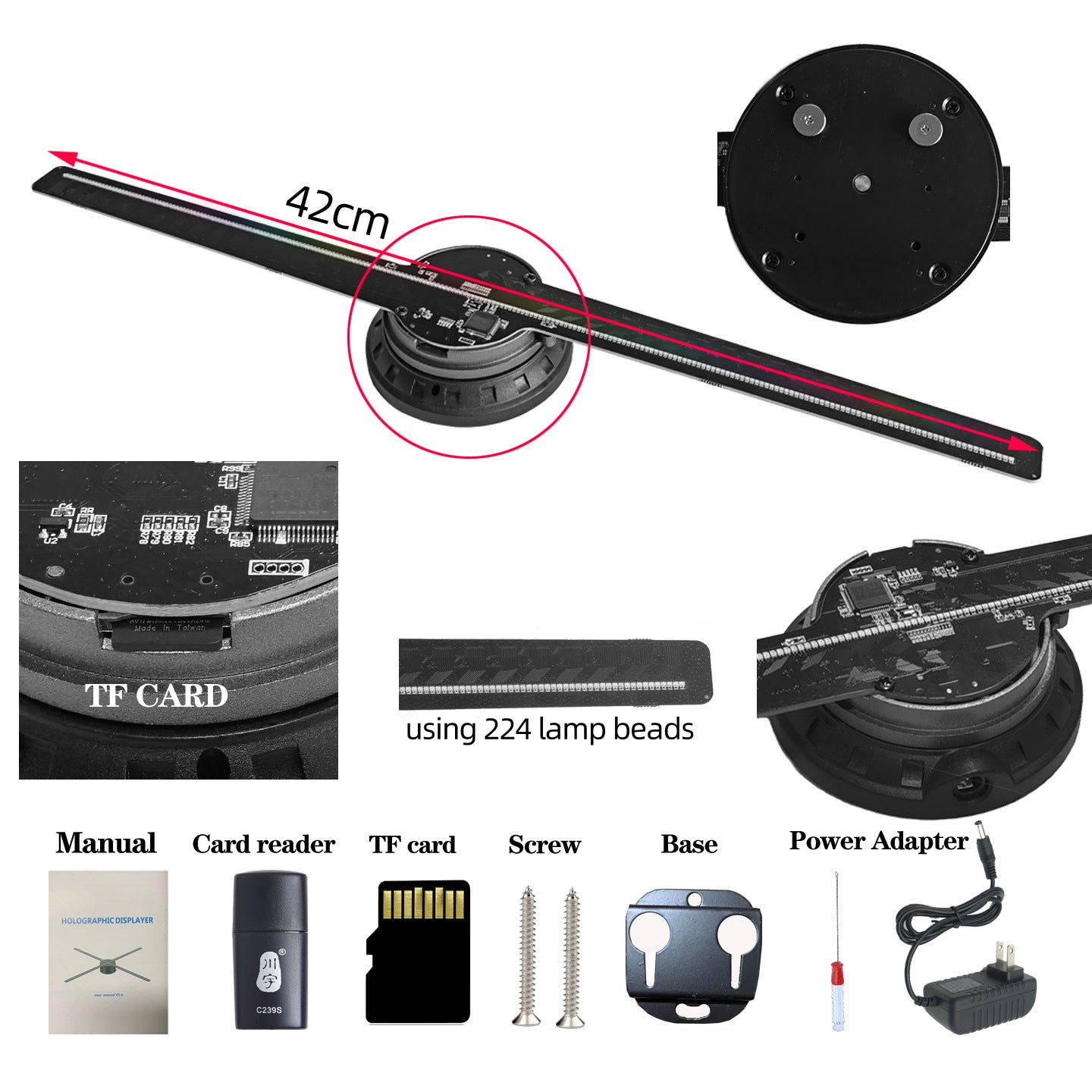 Cross-border 43cm Naked-eye Holographic 3d Projection Suspended Aerial Imaging Stereo Electric Fan Screen Rotating Advertising Machine Started